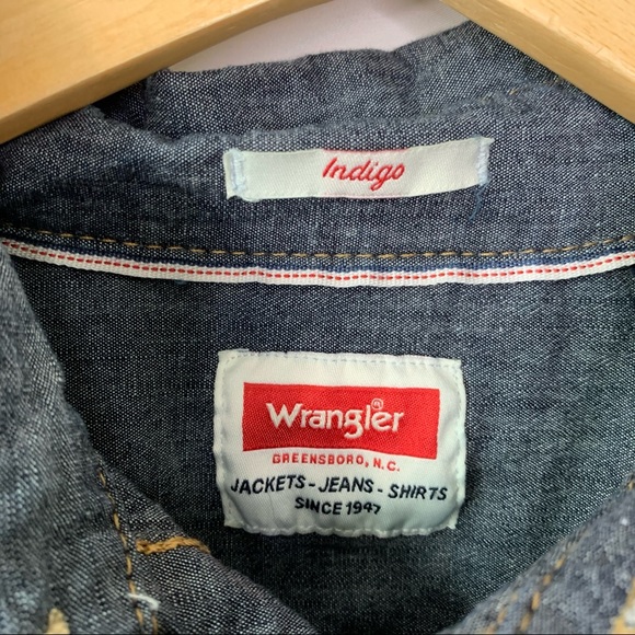 Wrangler Indigo Men’s Denim Pearl Snap Sz Medium - Picture 11 of 14